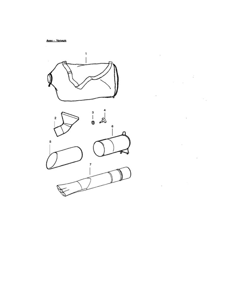 Bag And Tube Assembly Diagram and Parts List for WT200 Type 2 Weed Eater Leaf Blower / Vacuum
